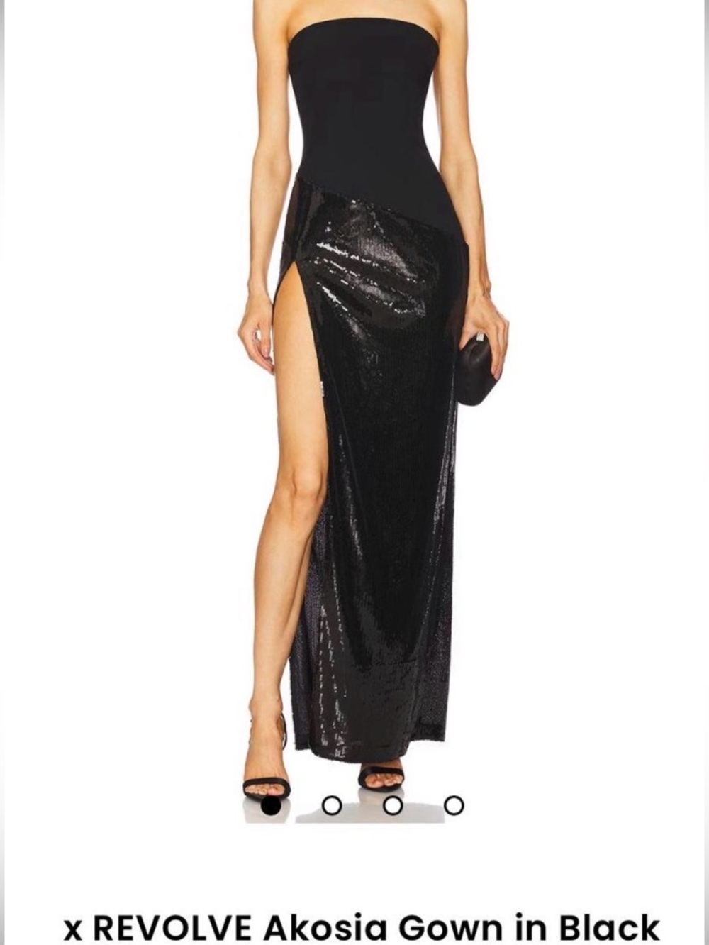 Strapless Black Sequin High-Slit Dress -Revolve